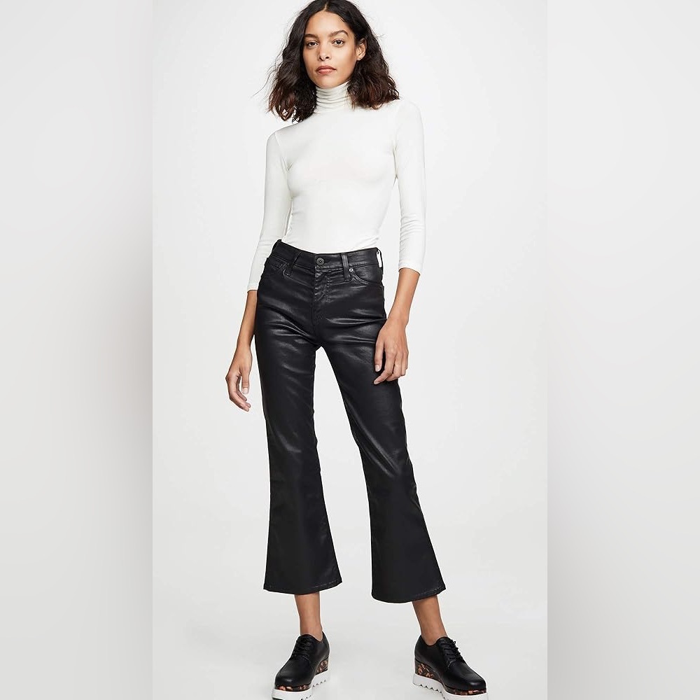 Adriano Goldschmied Quinne Leatherette Cropped Flare Jeans